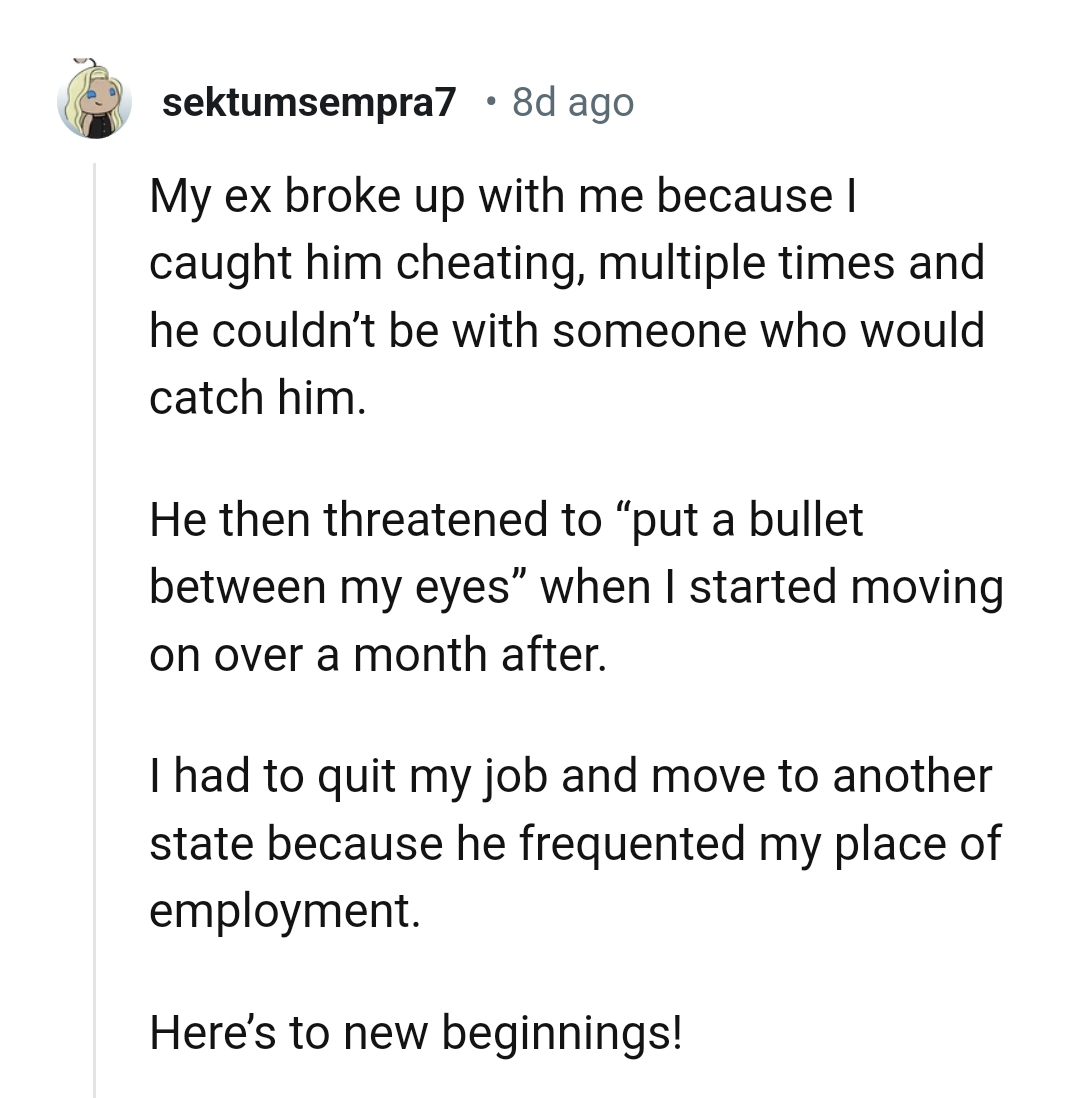 12. This person had to quit their job