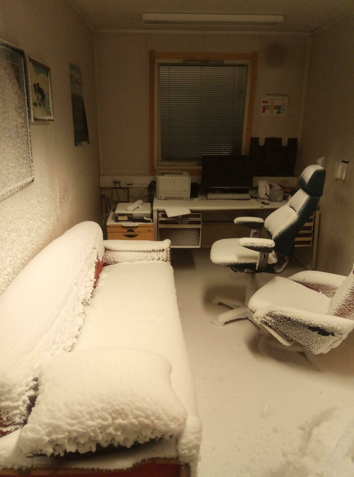 "When You Live In Svalbard, Norway And Forgot To Close The Window To The Home Office"