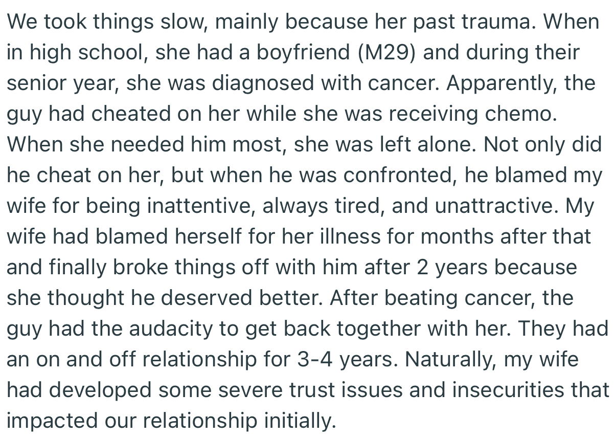 OP’s Then Partner Suffered Trauma from Her Previous Relationship