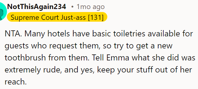 She should move her stuff into her room