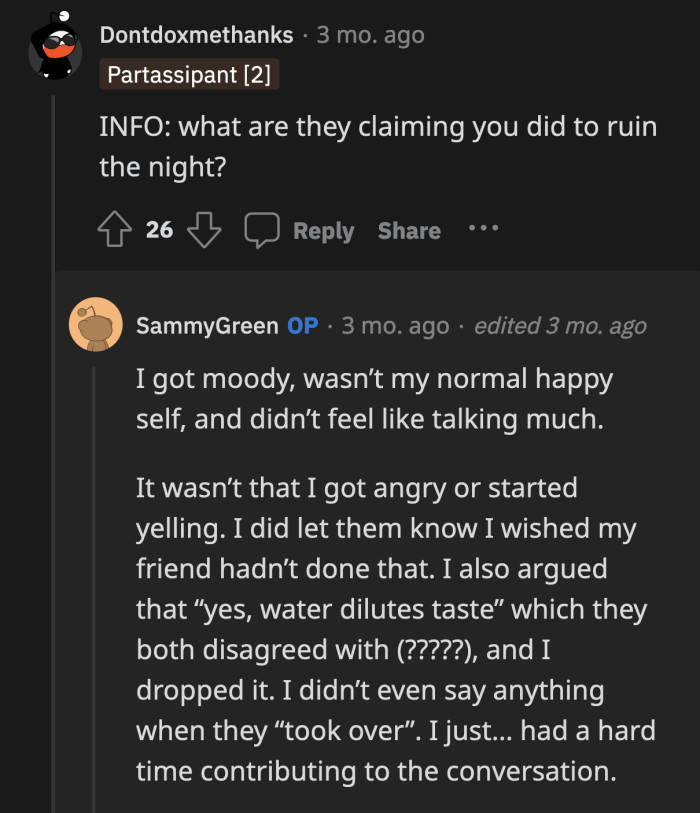 As for the manner of his abrupt exit, OP wasn't angry... he just wasn't cheerful.