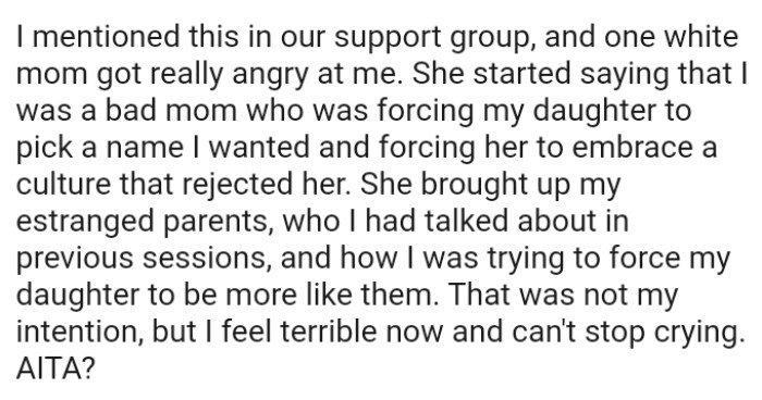 The 'White Woman' Brought Up the OP's Estranged Parents, Whom She Had Discussed in Previous Sessions