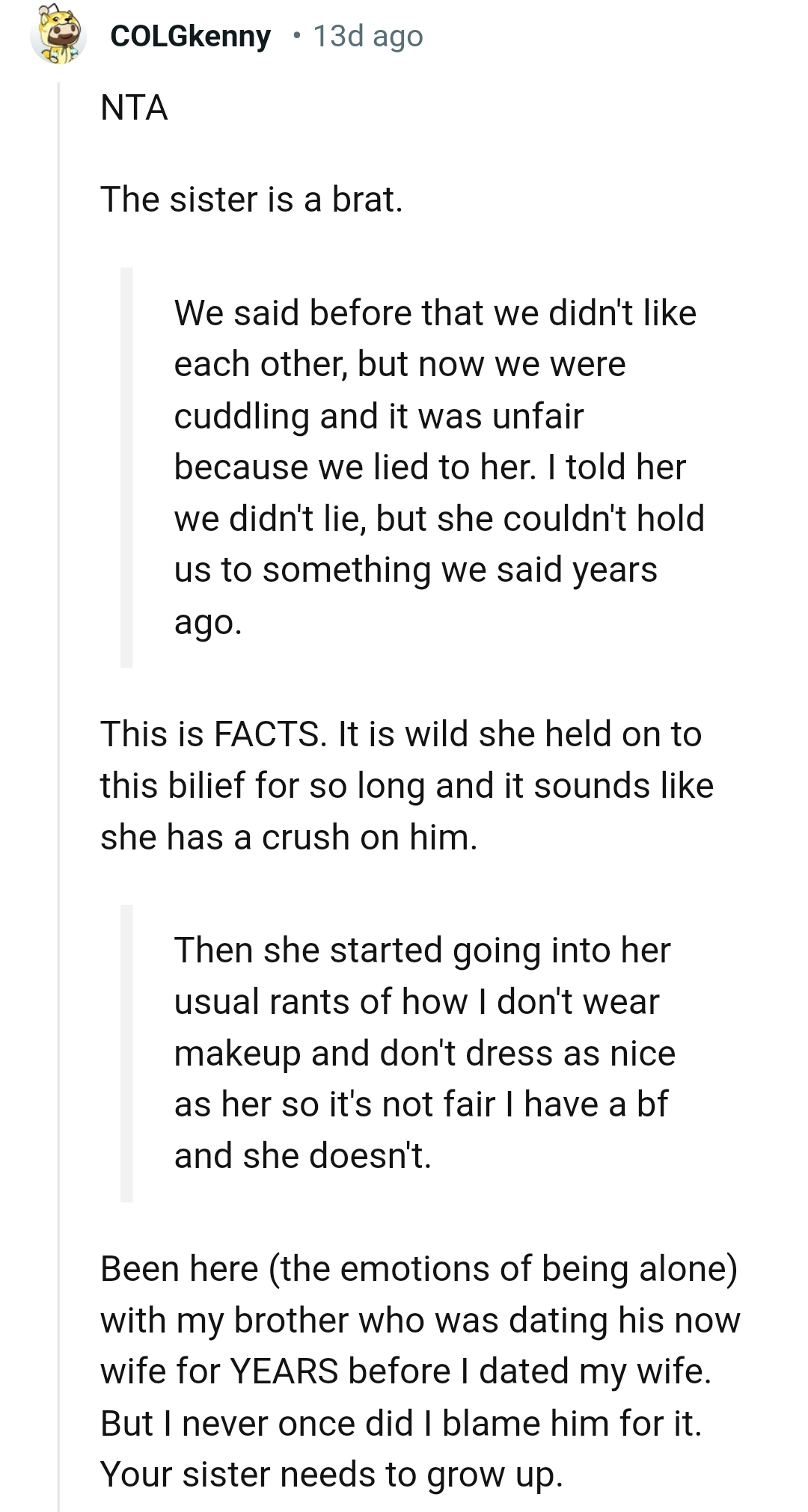 It Is Really Wild That OP's Sister Held on to This Belief for So Long