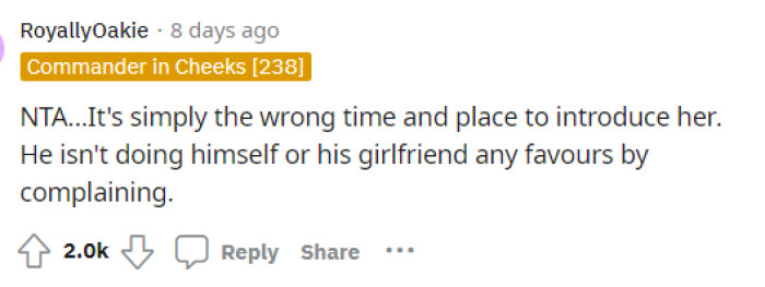 I'm not sure why he thought that it would be a good idea, but OP is right in trying to get his brother to not bring the girlfriend. Maybe a family dinner is a better place to introduce her.