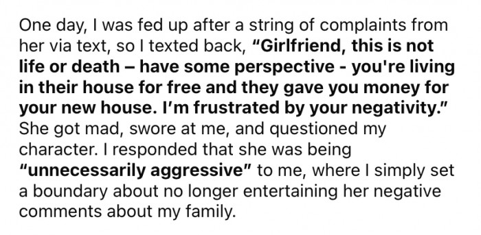 Recently, OP decided it was time to say something to her SIL about her behavior.