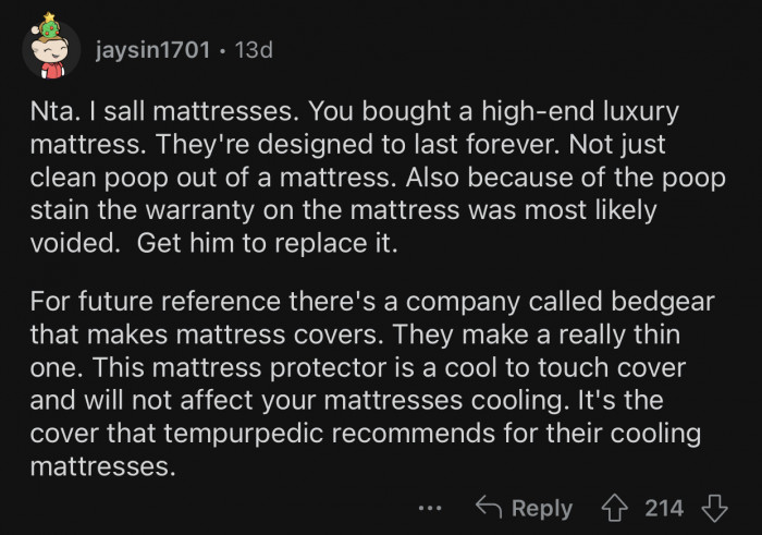 OP has a high-end luxury mattress that is supposed to last forever.