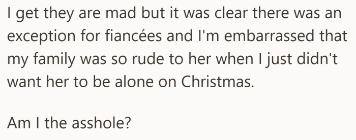 He insists his intentions were simple, leaving him wondering if bringing her to Christmas truly crossed a line.