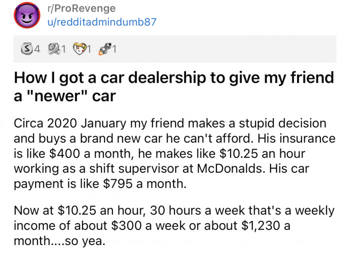 Here's the original post by Reddit user u/redditadmindumb87: