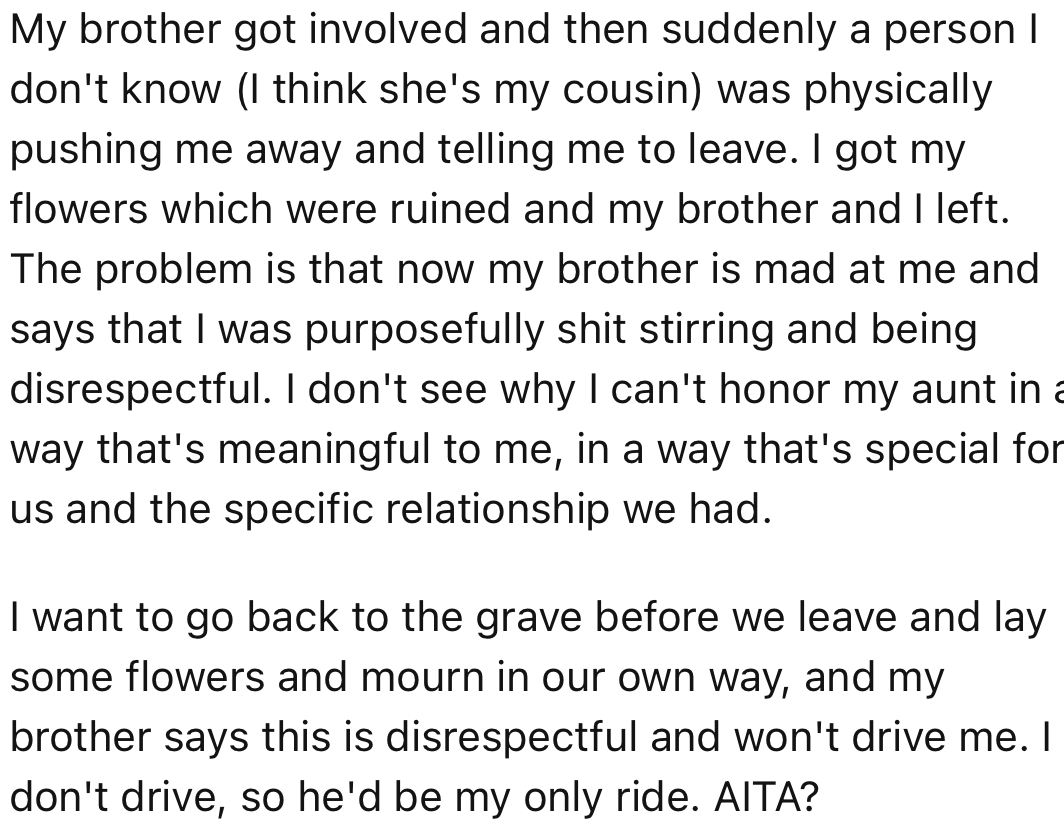 Although OP’s brother defended them from aggressive family members, he criticized them for intentionally triggering the family