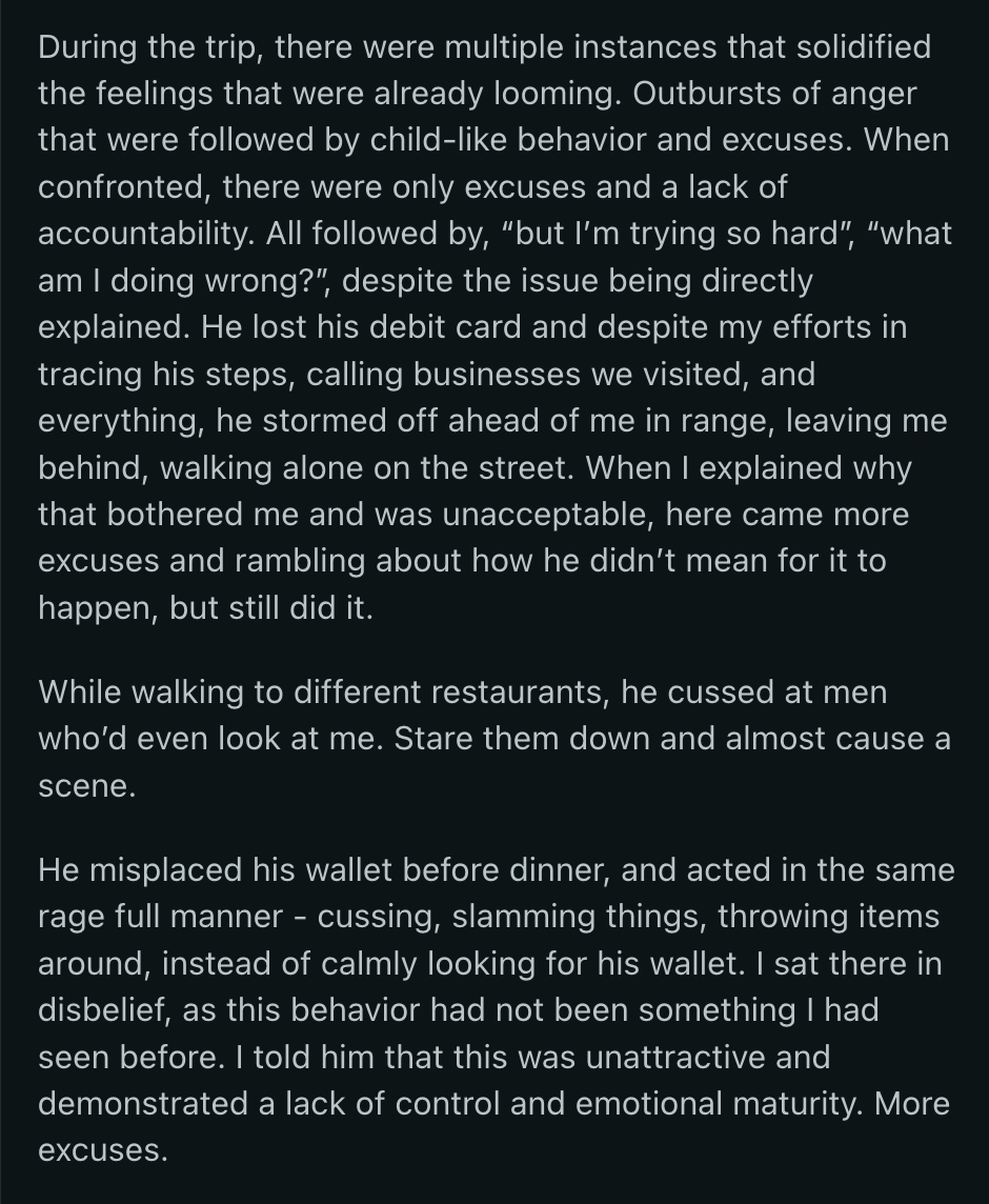 Her BF displayed several alarming behaviors on separate occasions that concerned OP.