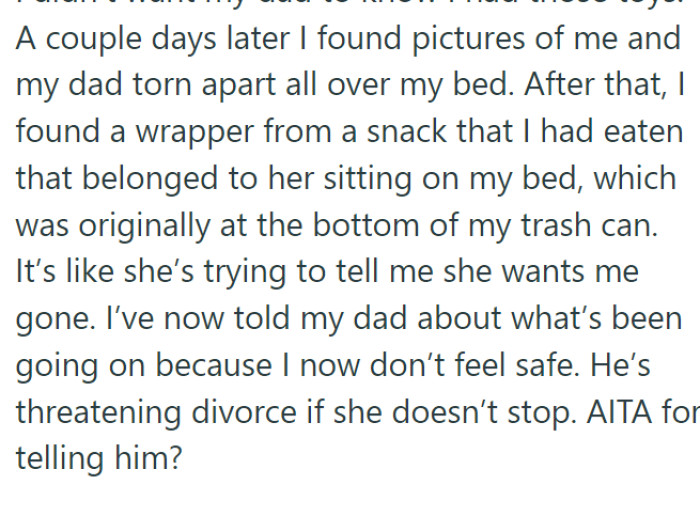 His reaction was strong: he threatened to divorce his new wife if this behavior doesn't stop.