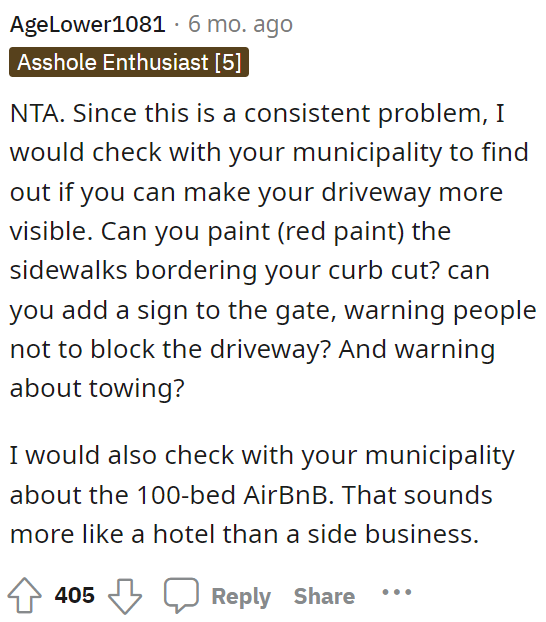 Some commenters provided advice on what they can do to establish visible boundaries for their driveway.