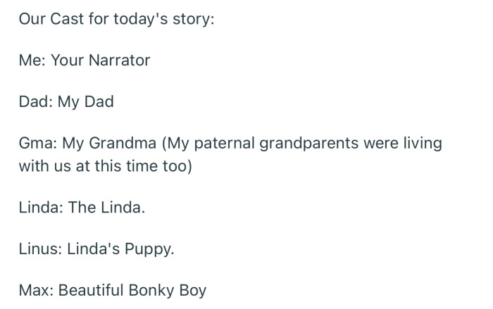 The cast for today’s story