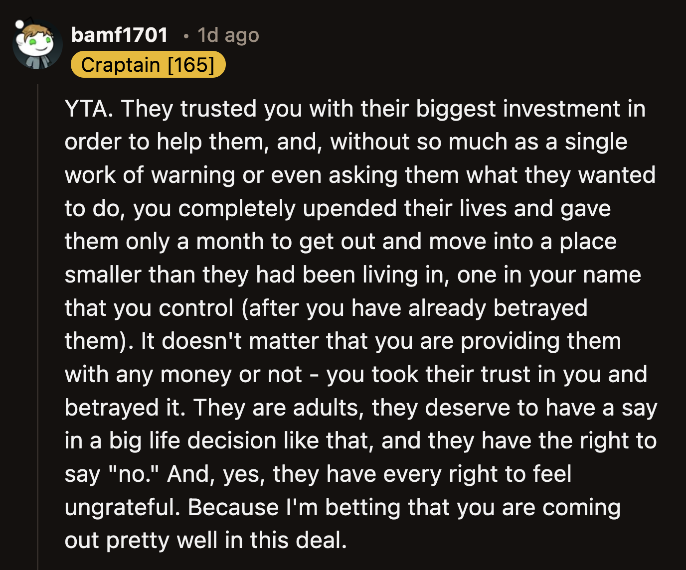 OP didn't do anything to help their grandparents. They sold their house to enrich themselves and their family.