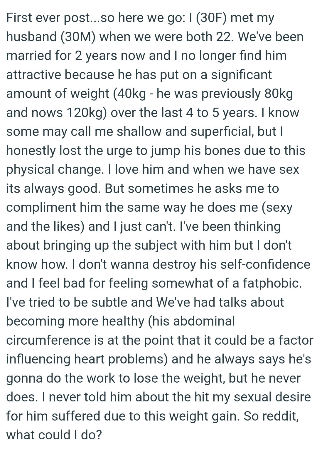 The OP Never Told Him About the Hit Her Sexual Desire for Him Suffered