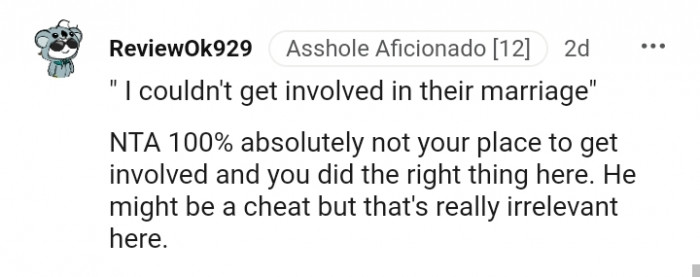 You only did the right thing here