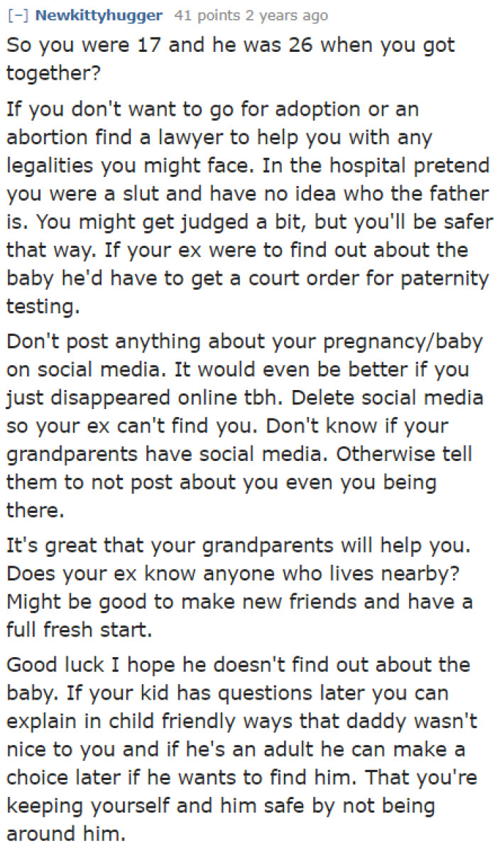 It might be best not to tell people about the baby. She might need to delete her social media accounts.