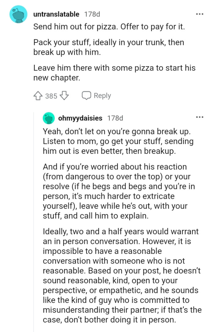 Leaving him there with some pizza