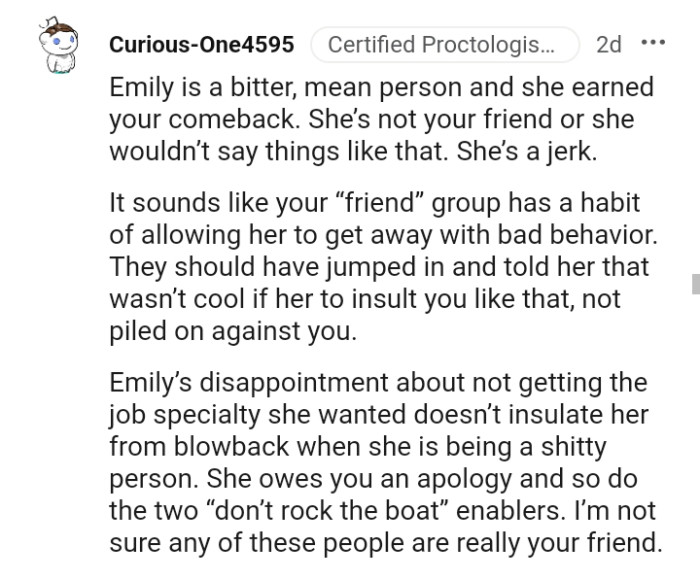 They should have jumped on her and told her that it wasn't cool