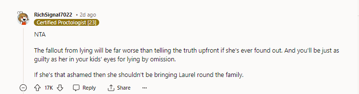 13. If she's that ashamed, then she shouldn't be bringing Laurel around the family.