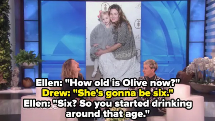 11. When she joked about Drew Barrymore's daughter drinking at six years of age, despite Drew suffering from alcohol addiction and having started drinking at age nine:
