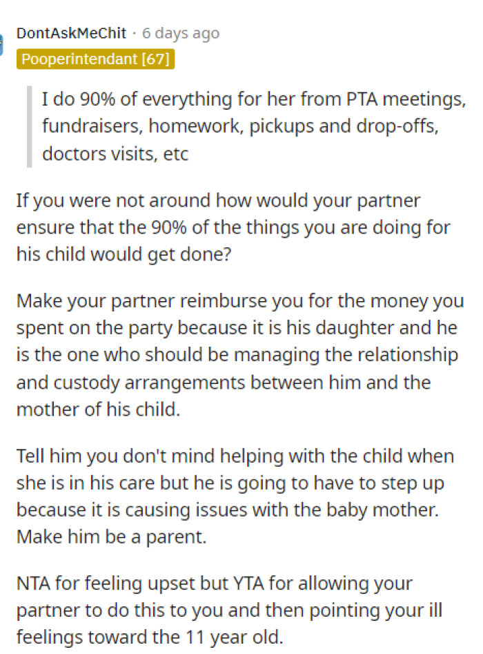 People were concerned about the dad and just how much he was involved with the kids, but she defended him in the response below.
