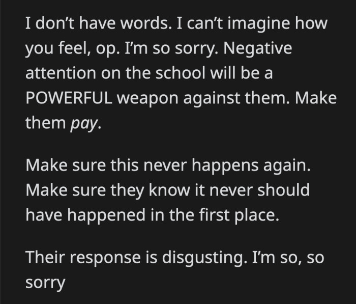 The level of neglect and incompetence displayed here should not be repeated. It endangers all the students.