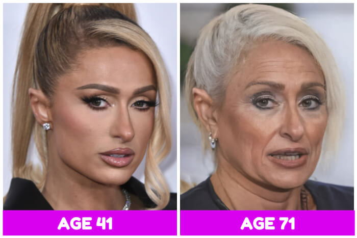 4. Paris Hilton looks a bit different than we may have imagined, but it's quite interesting.