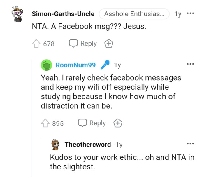 The OP reveals that she rarely checks her Facebook messages