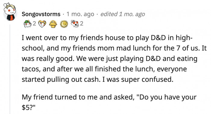 4. The young kid who was not told he had to pay for his meal