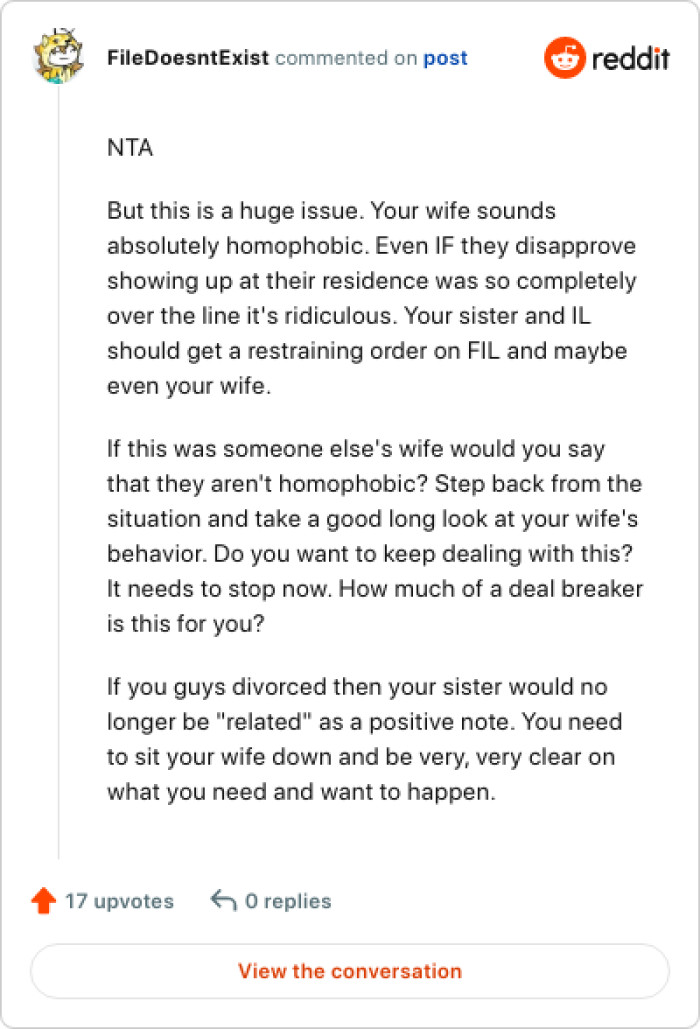 OP's sister and partner should get a restraining order