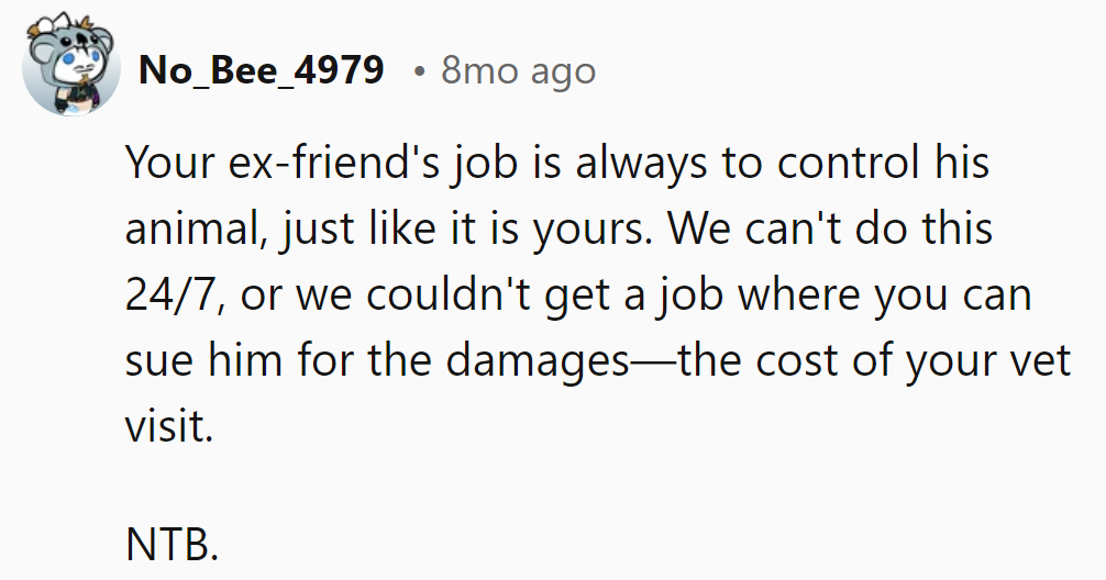 If one is suing for vet bills, it might resolve their concern.