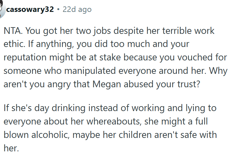 She could be a severe alcoholic.