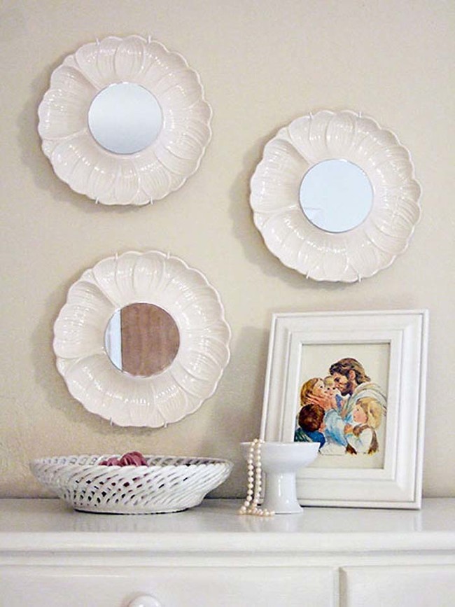 10. Transform dishes into charming mirrors.