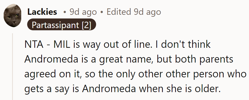 Andromeda might not get a vote now, but she will later. Until then, it's parents' call!
