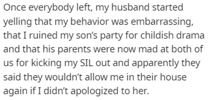 OP's husband told her how her behavior was embarrassing