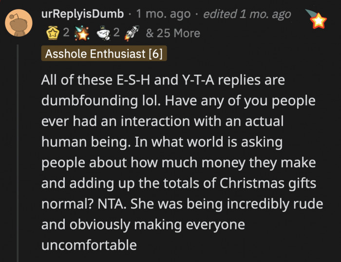 Discussing the price of everything someone owns when you just met them for the first time is rude and off-putting