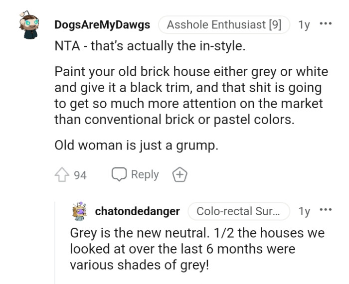 The OP should paint her old brick house