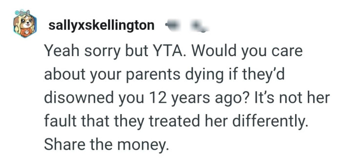 It's not her fault she was treated differently