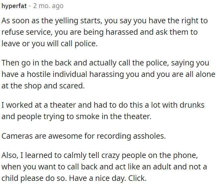 Next time, OP should ask the individuals to leave or indicate that he will involve law enforcement if necessary.