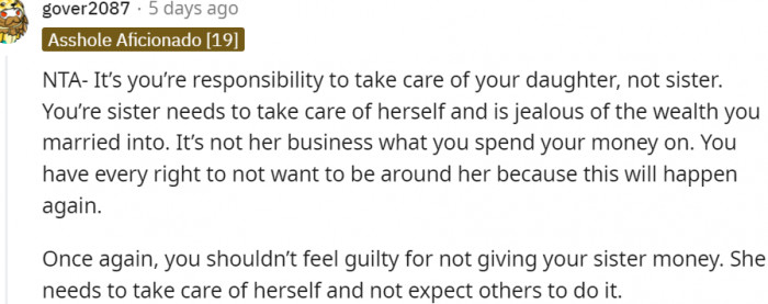 7. Your daughter is your responsibility, not your sister