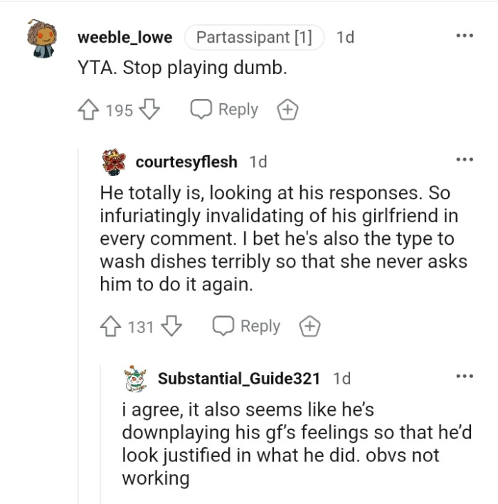 This Redditor bets the OP is the type to wash dishes poorly