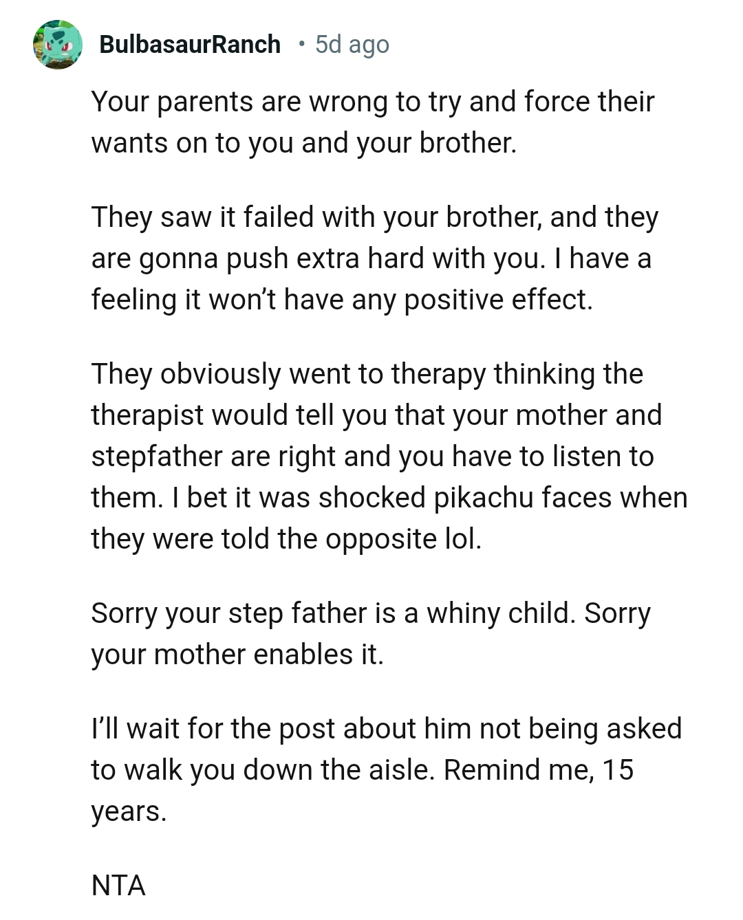 This Redditor believes OP's stepdad is whiny