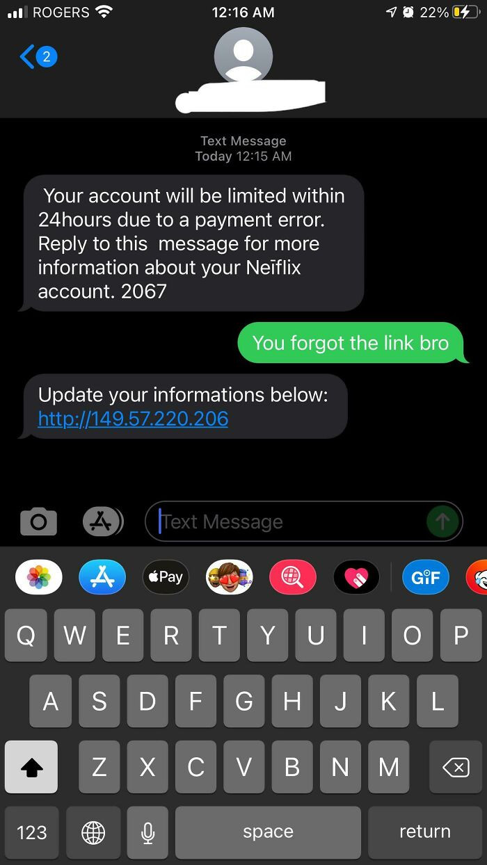 16. Lol... When a Scammer Forgets the Link