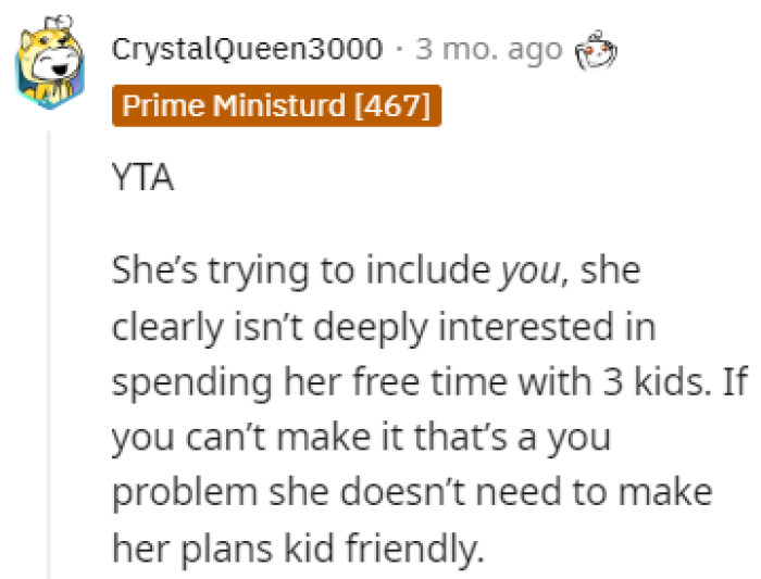 Not interested in her kids