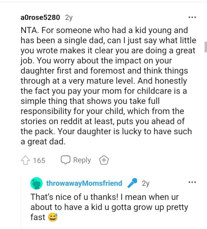 The OP worried about the impact on his daughter first and foremost