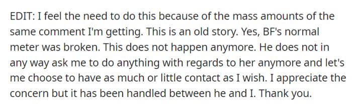 The story is from the past, issues have been resolved, and OP now has control over their interactions with JC.