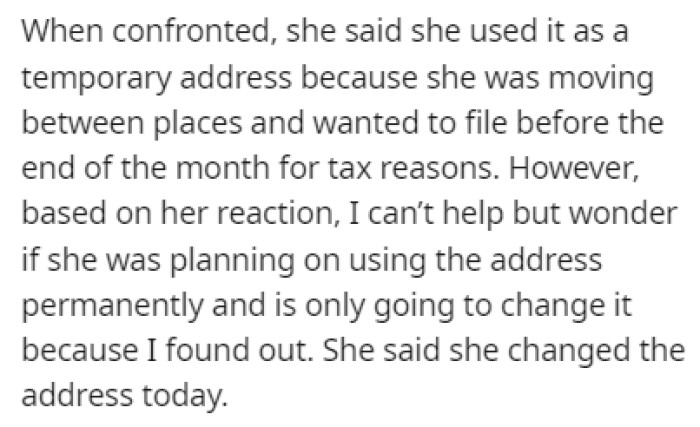 Destiny Defended Herself by Saying It Was Just a Temporary Address, but OP Didn't Buy It