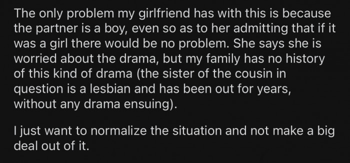 Op's partner just wants to normalize the circumstances and not make a big deal.