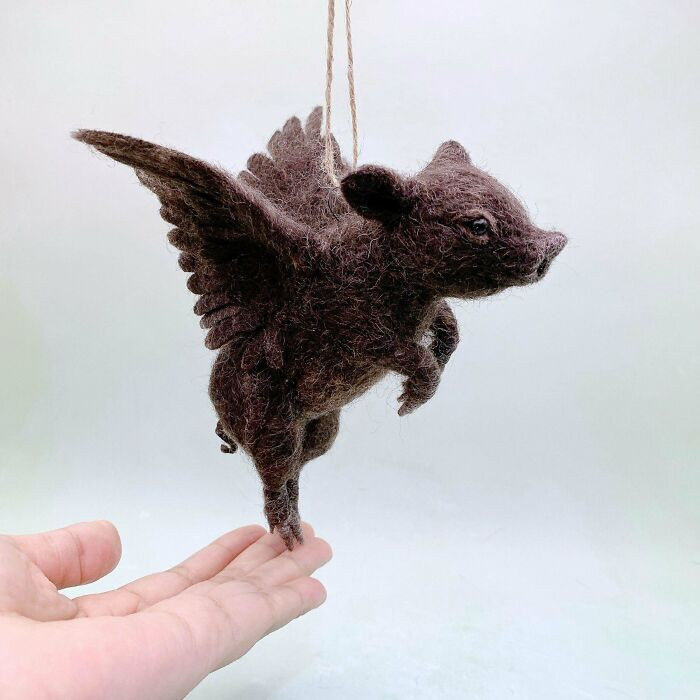 "Something I Made: Needle Felted Flying Pigs"